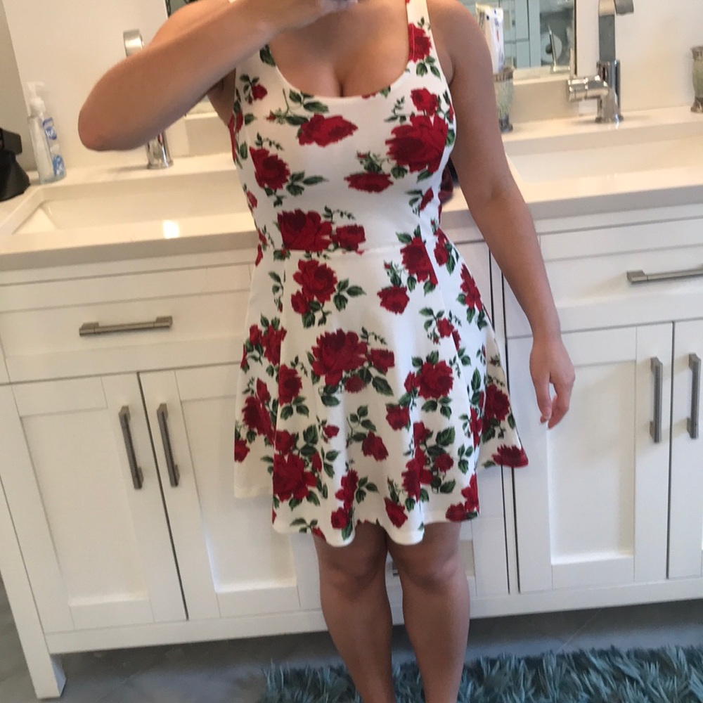 White Dress with Red Flowers